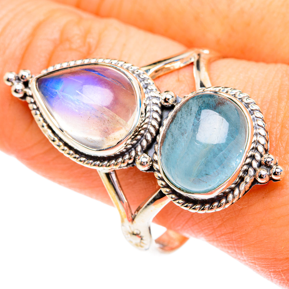 Rainbow Moonstone Rings handcrafted by Anasilvercos - RING76968