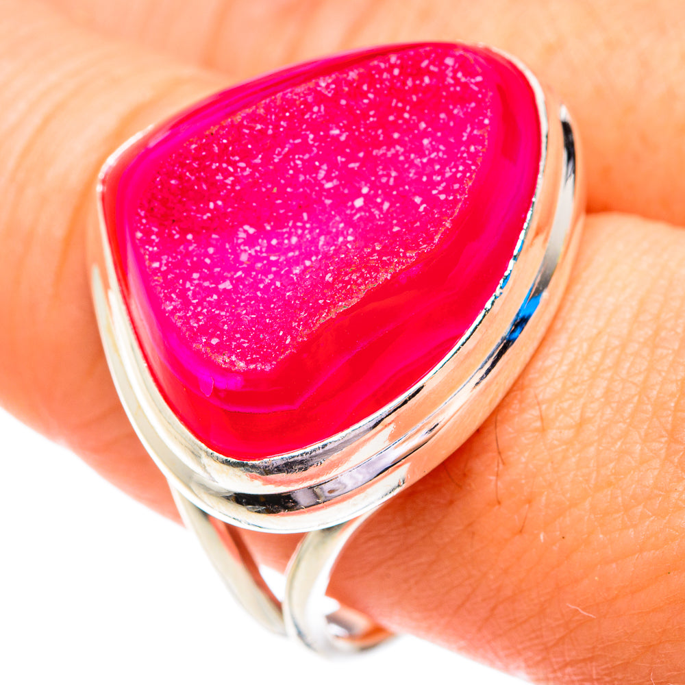 Pink Agate Druzy Rings handcrafted by Anasilvercos - RING76977