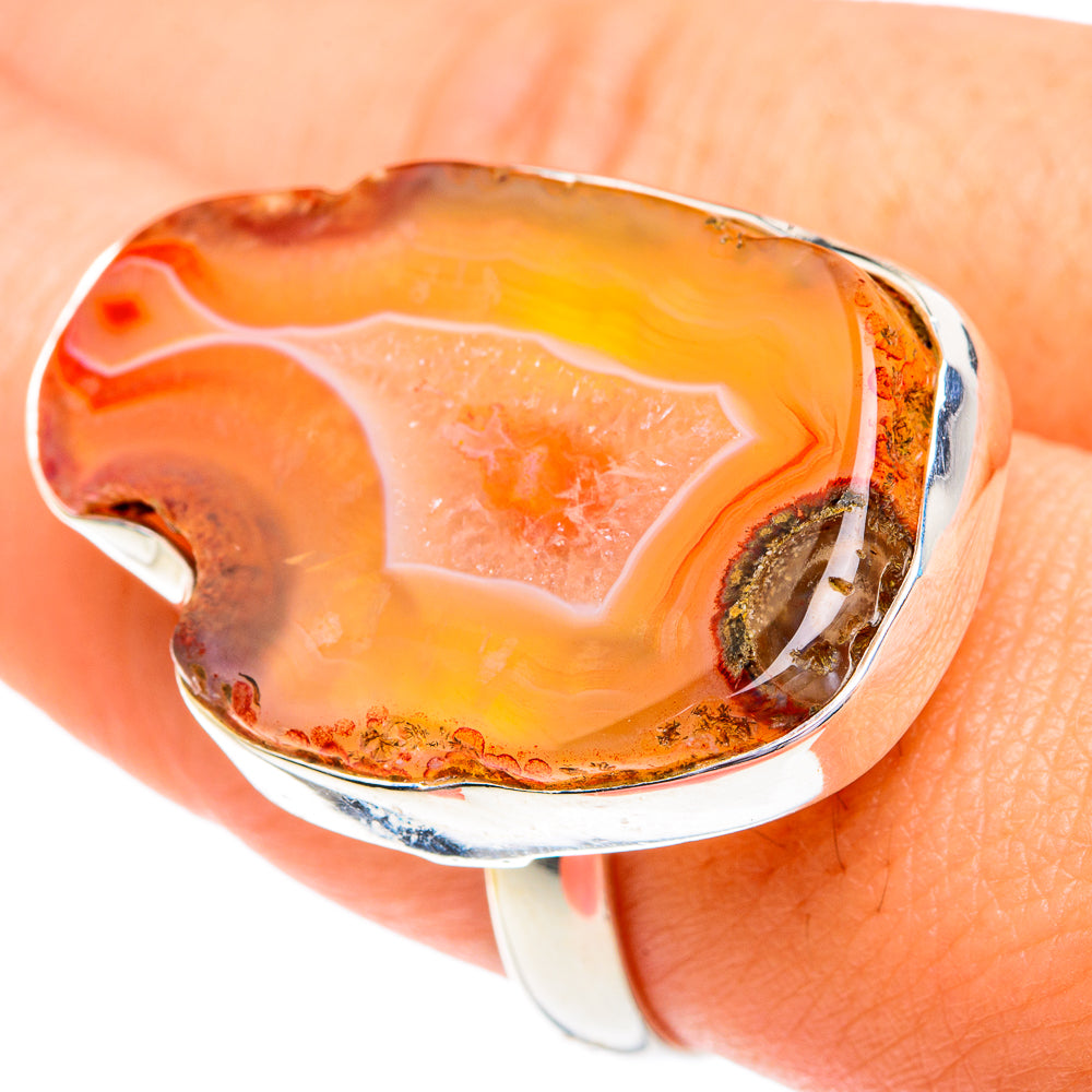 Orange Geode Slice Rings handcrafted by Anasilvercos - RING77004