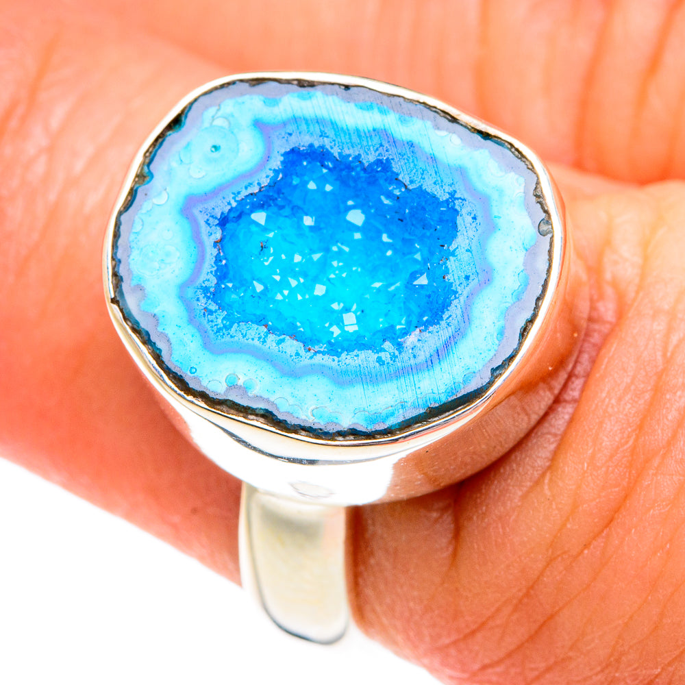 Blue Geode Slice Rings handcrafted by Anasilvercos - RING77028