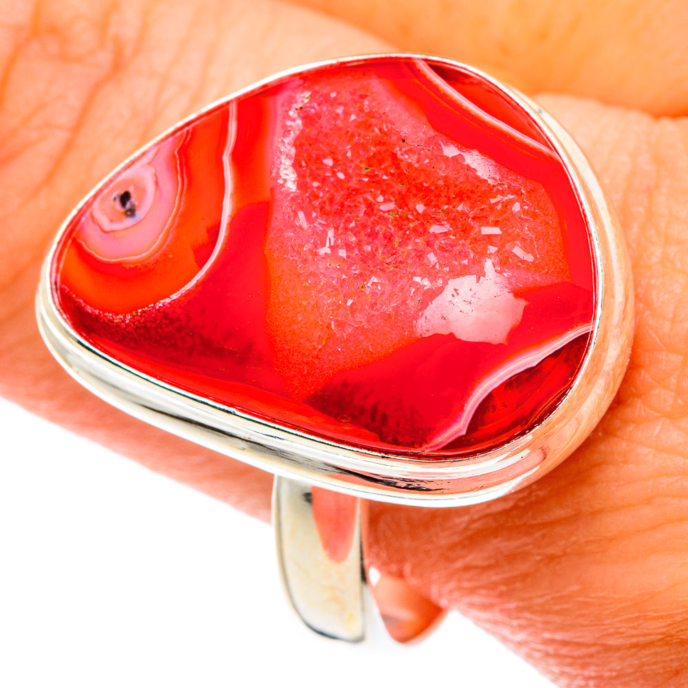 Red Agate Druzy Rings handcrafted by Anasilvercos - RING77040