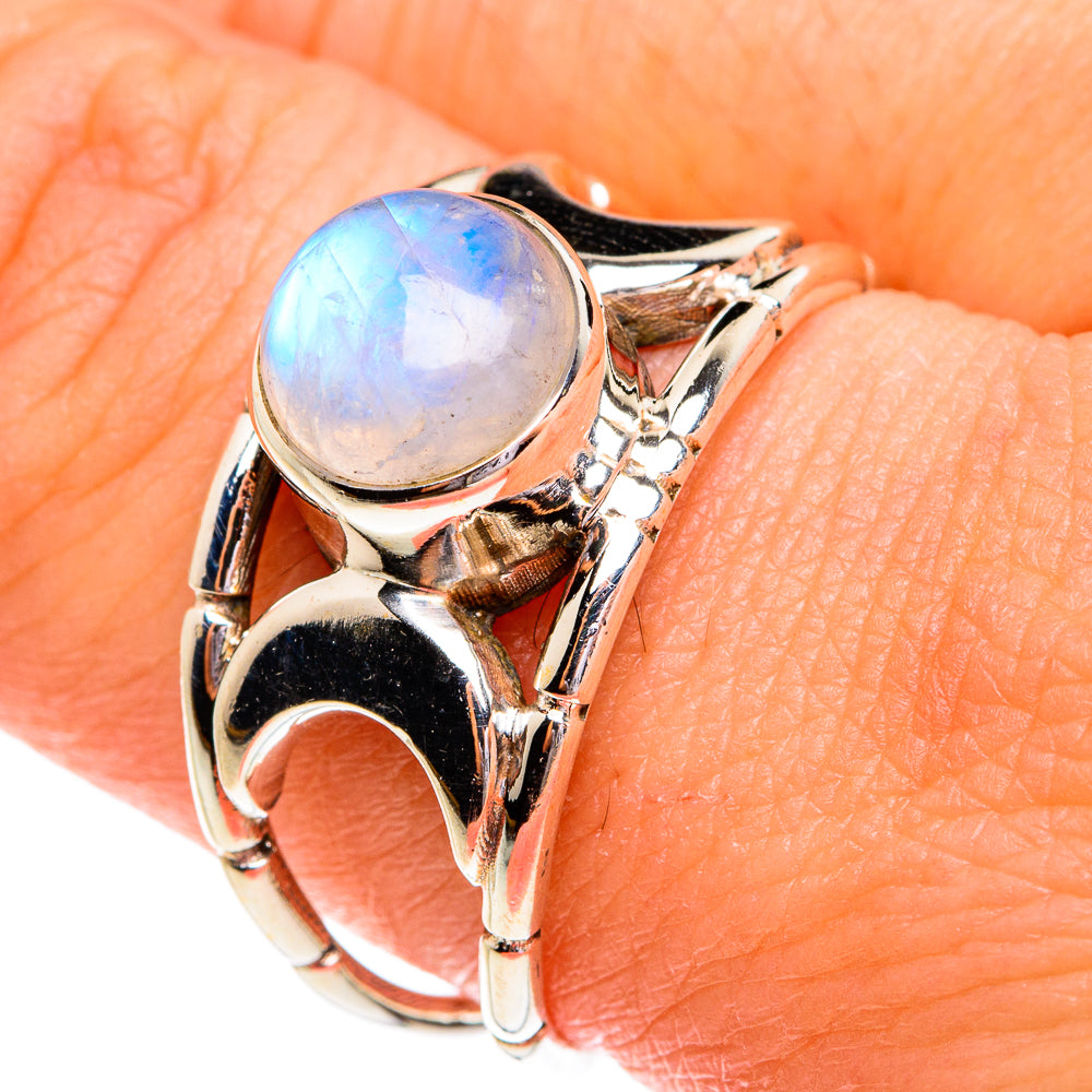Rainbow Moonstone Rings handcrafted by Anasilvercos - RING77047