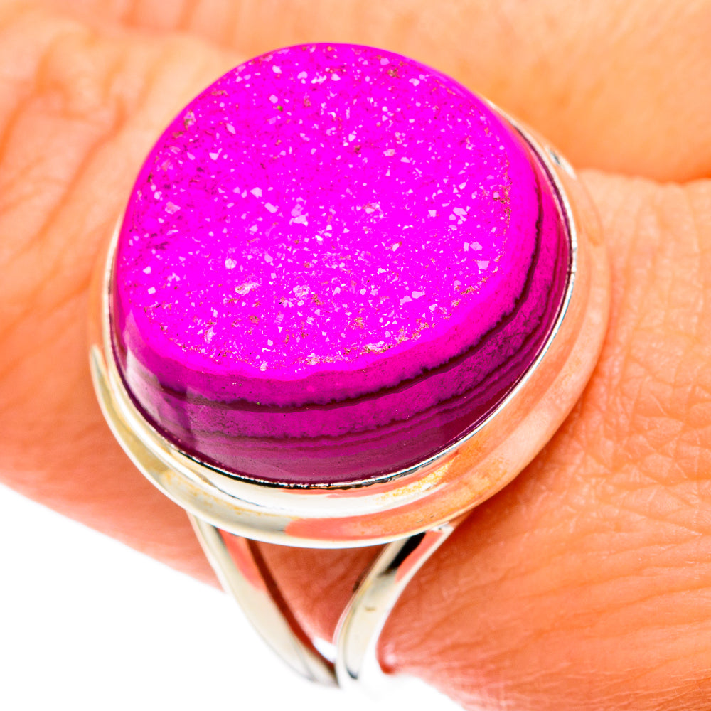Pink Druzy Rings handcrafted by Anasilvercos - RING77069