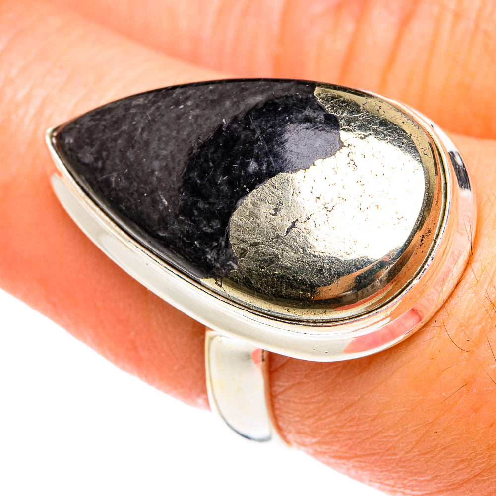 Pyrite in Magnetite (Healer's Gold) Rings handcrafted by Anasilvercos - RING77076