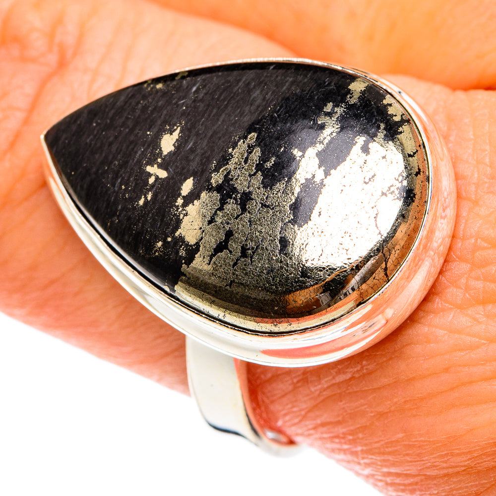 Pyrite in Magnetite (Healer's Gold) Rings handcrafted by Anasilvercos - RING77106