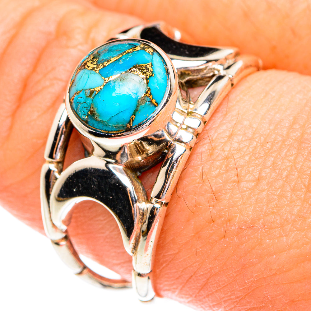 Blue Copper Composite Turquoise Rings handcrafted by Anasilvercos - RING77116