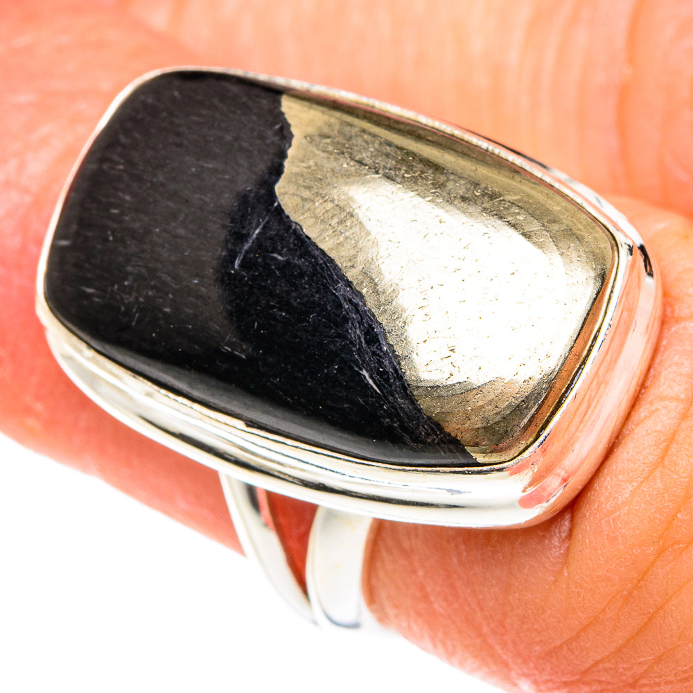 Pyrite in Magnetite (Healer's Gold) Rings handcrafted by Anasilvercos - RING77134