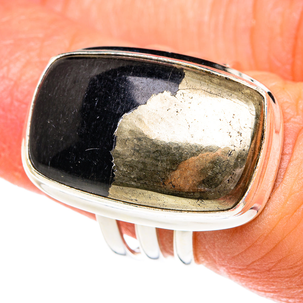 Pyrite in Magnetite (Healer's Gold) Rings handcrafted by Anasilvercos - RING77135