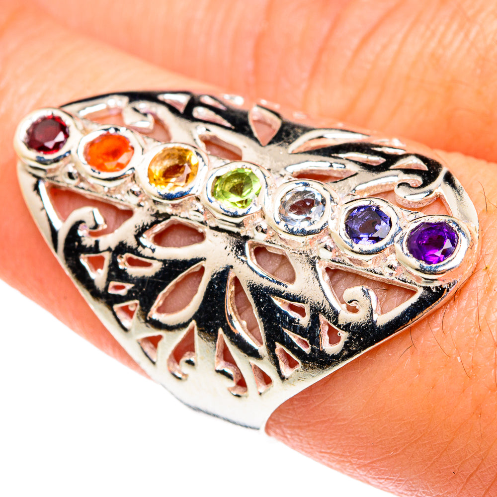 Multi-Stone Chakra Rings handcrafted by Anasilvercos - RING77189