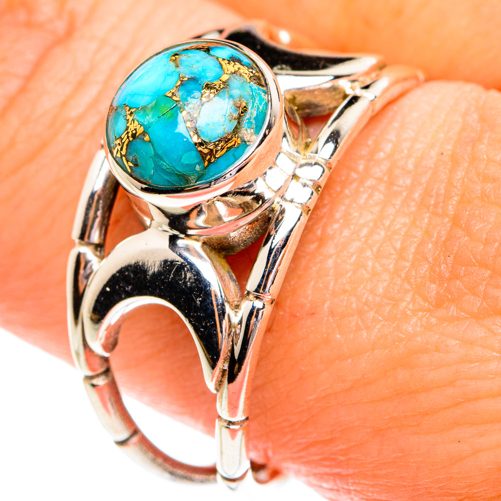 Blue Copper Composite Turquoise Rings handcrafted by Anasilvercos - RING77191