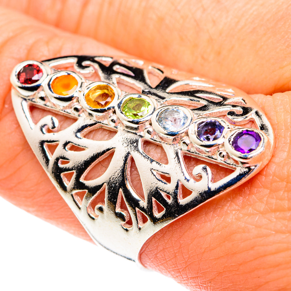 Multi-Stone Chakra Rings handcrafted by Anasilvercos - RING77218