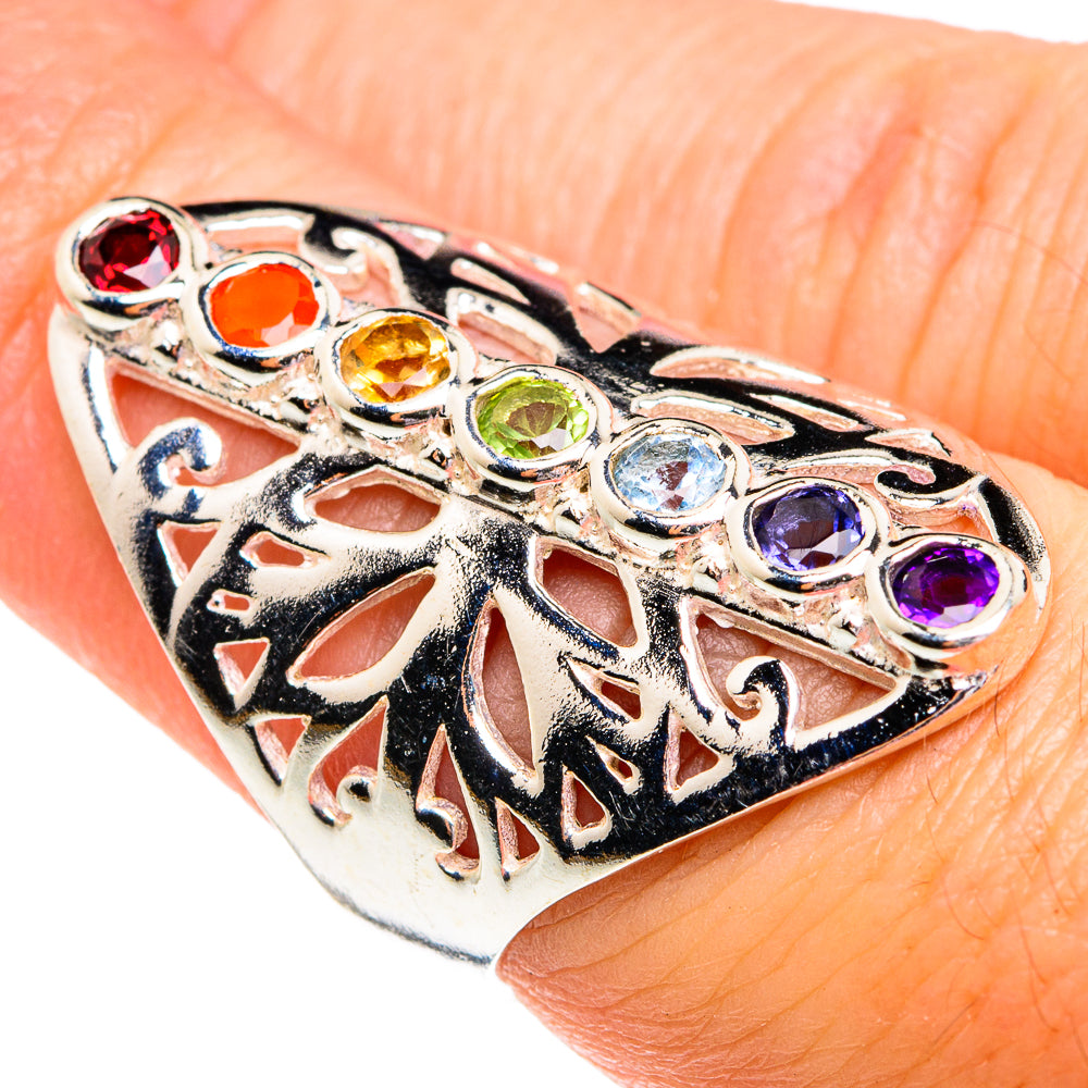 Multi-Stone Chakra Rings handcrafted by Anasilvercos - RING77244