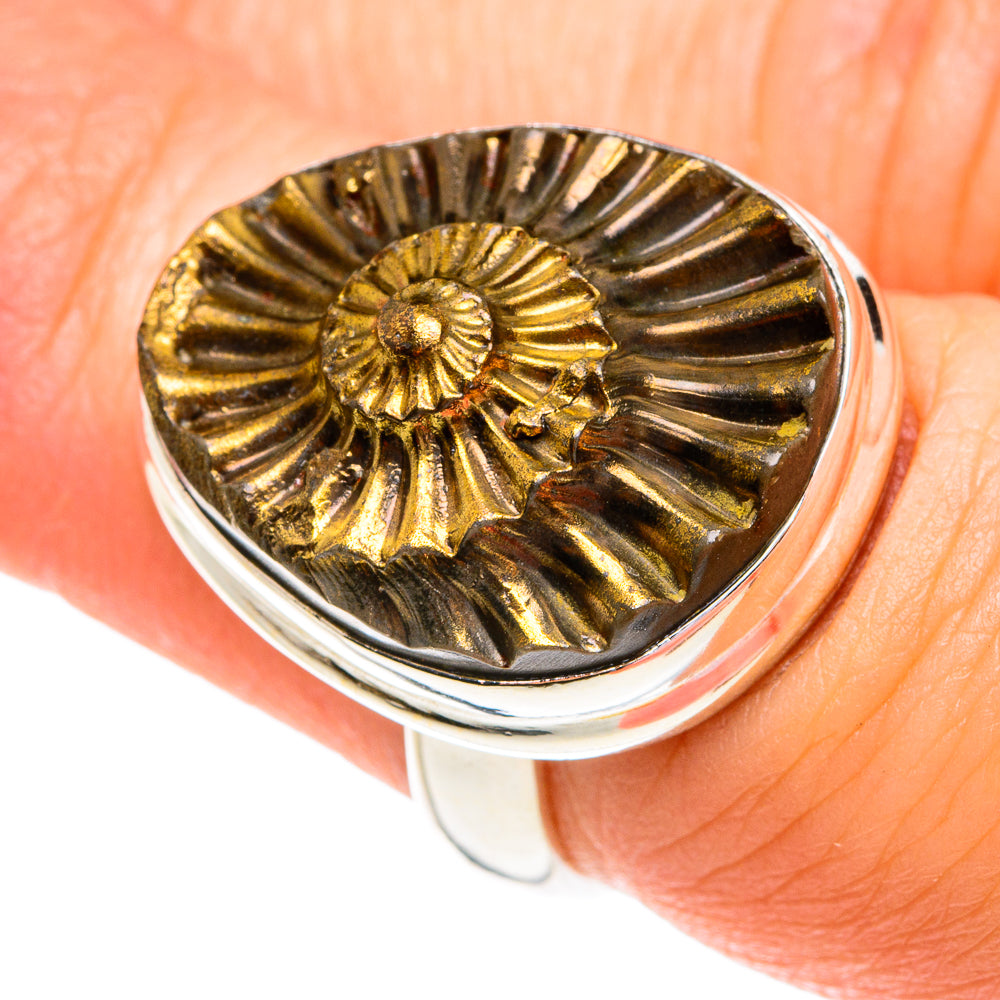 Pyrite Fossil Rings handcrafted by Anasilvercos - RING77265