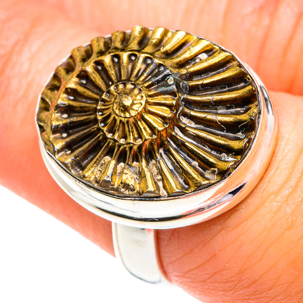 Pyrite Fossil Rings handcrafted by Anasilvercos - RING77266