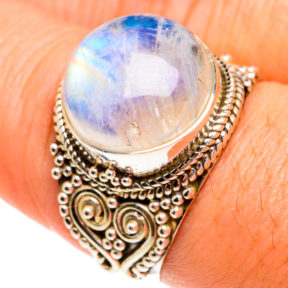 Rainbow Moonstone Rings handcrafted by Anasilvercos - RING77273