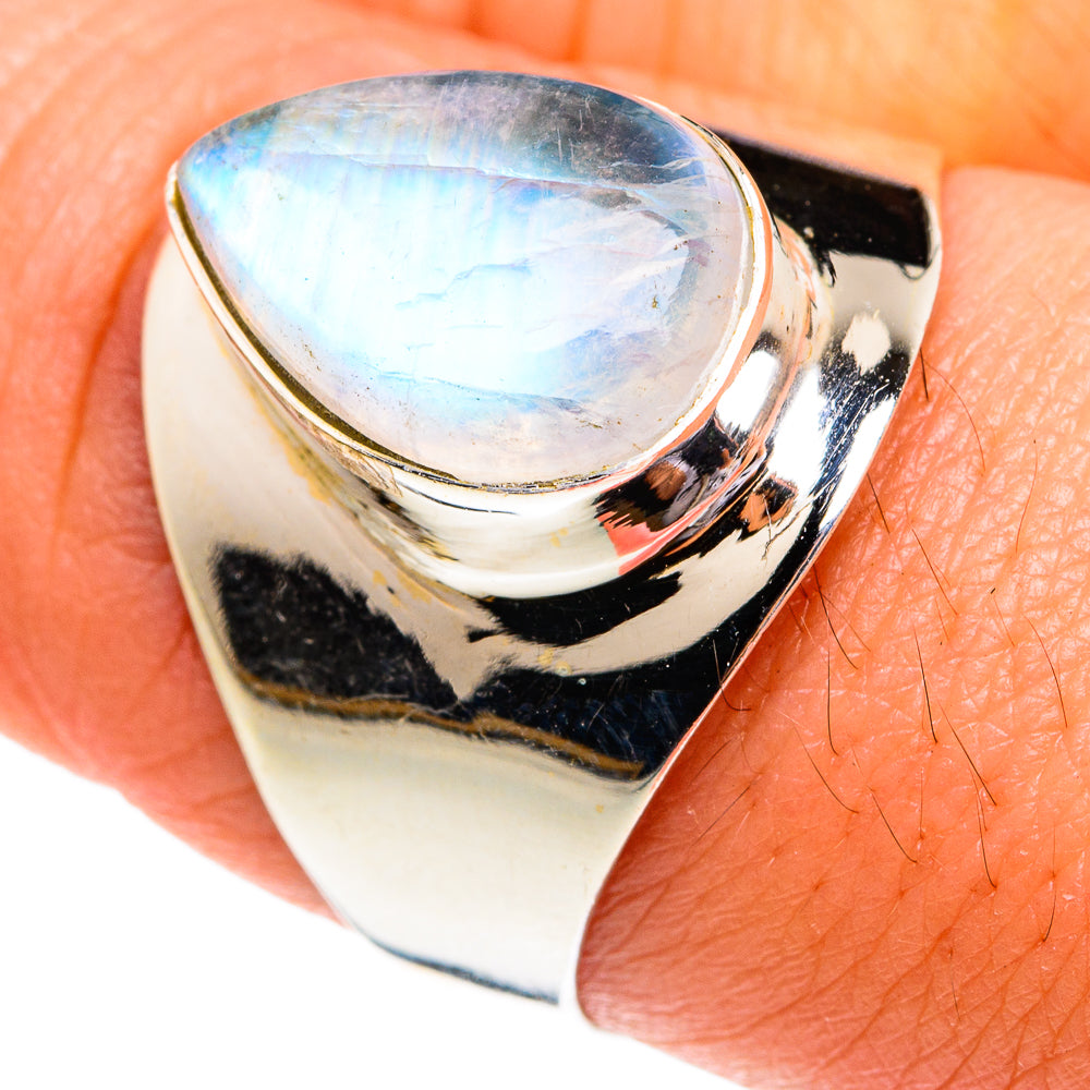 Rainbow Moonstone Rings handcrafted by Anasilvercos - RING77274