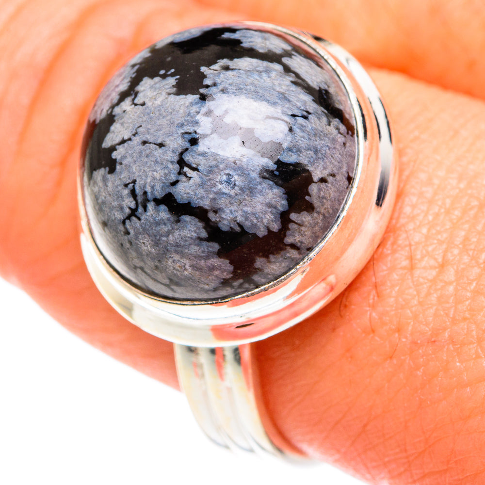 Snowflake Obsidian Rings handcrafted by Anasilvercos - RING77279