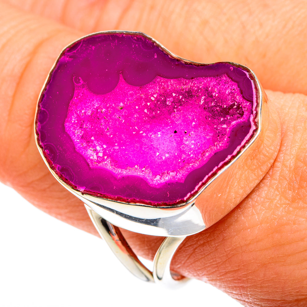 Pink Geode Slice Rings handcrafted by Anasilvercos - RING77301