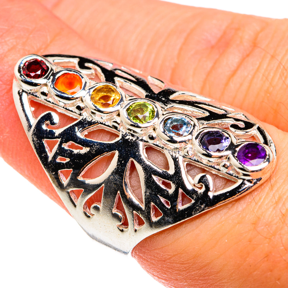 Multi-Stone Chakra Rings handcrafted by Anasilvercos - RING77408