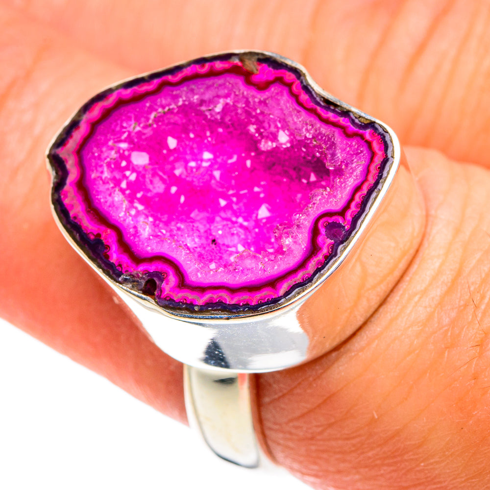 Pink Geode Slice Rings handcrafted by Anasilvercos - RING77425