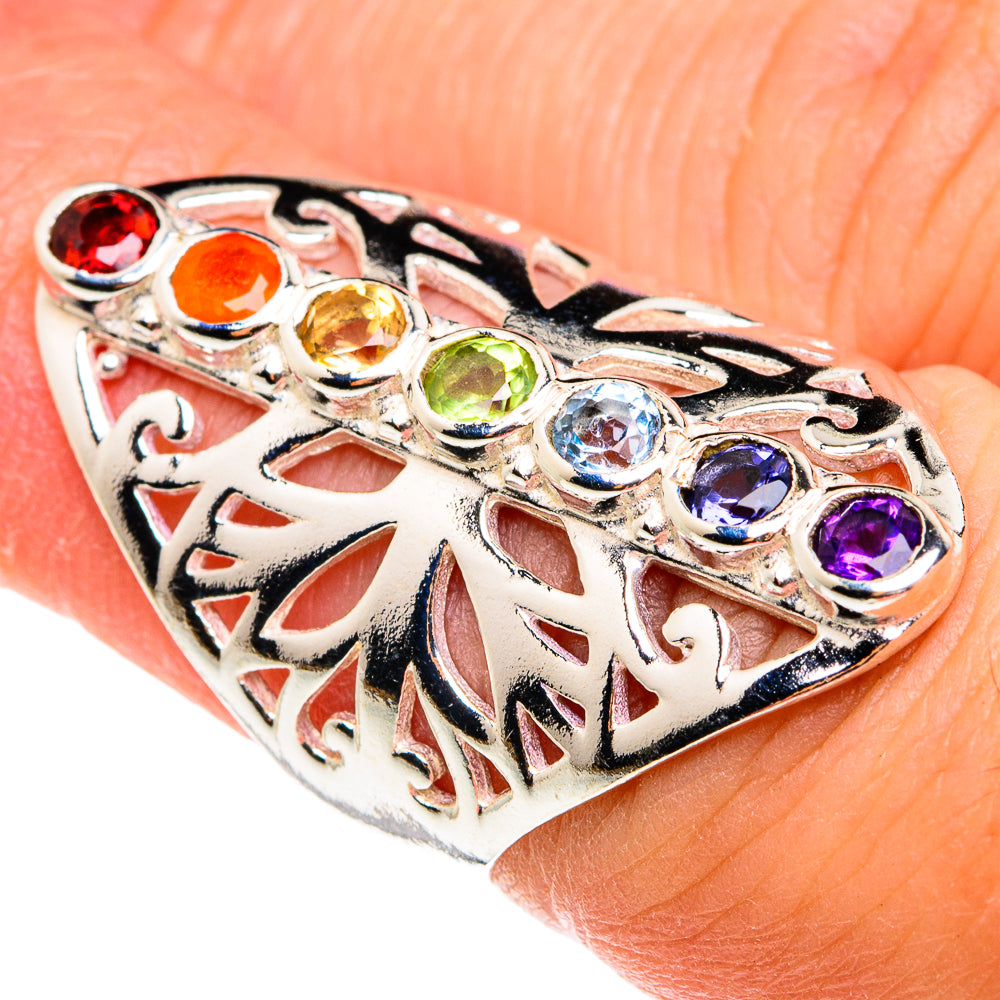 Multi-Stone Chakra Rings handcrafted by Anasilvercos - RING77441