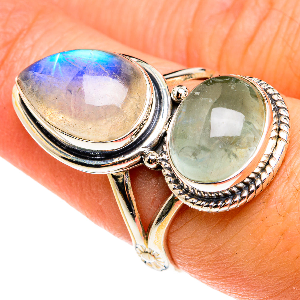Rainbow Moonstone Rings handcrafted by Anasilvercos - RING77447
