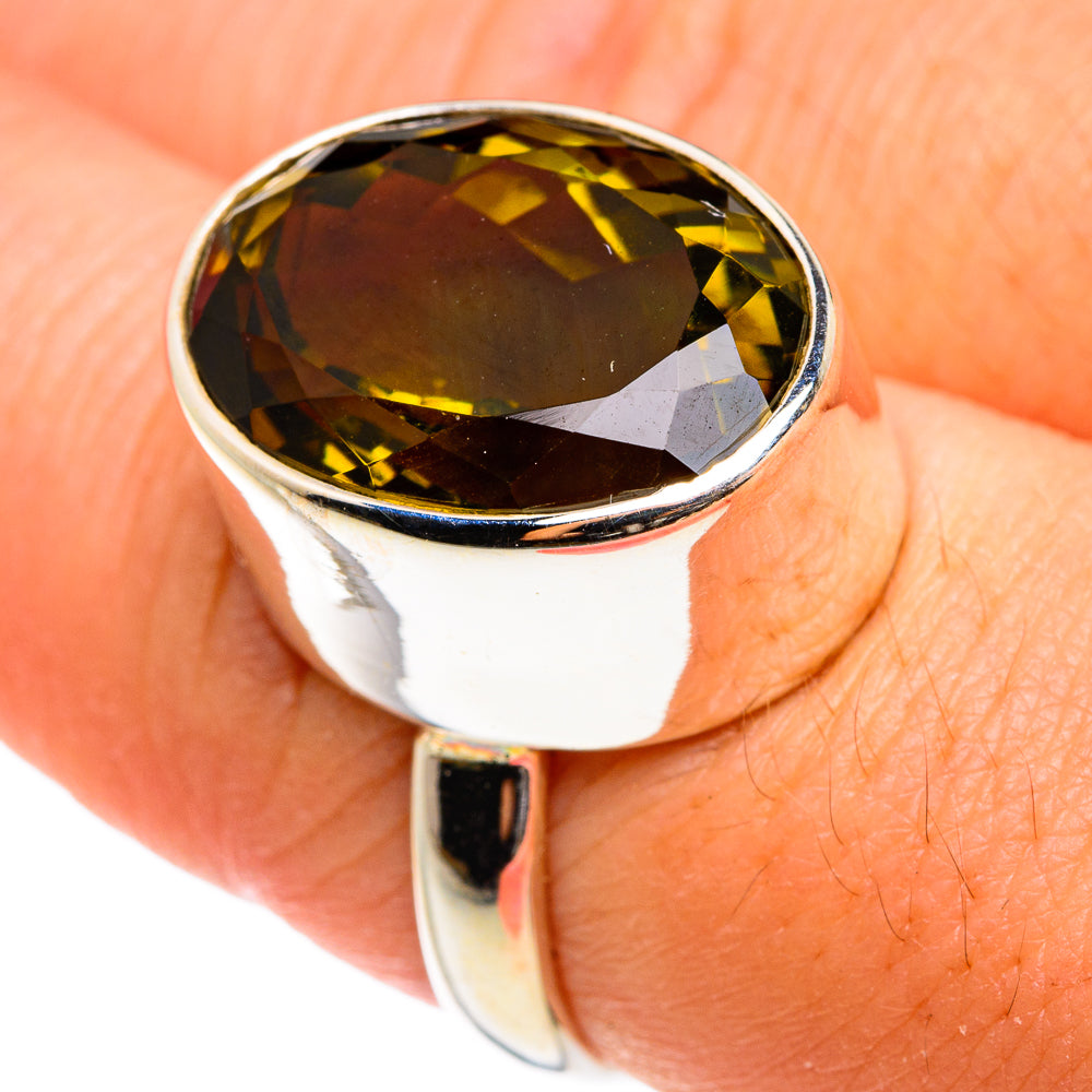 Olive Quartz Rings handcrafted by Anasilvercos - RING77450