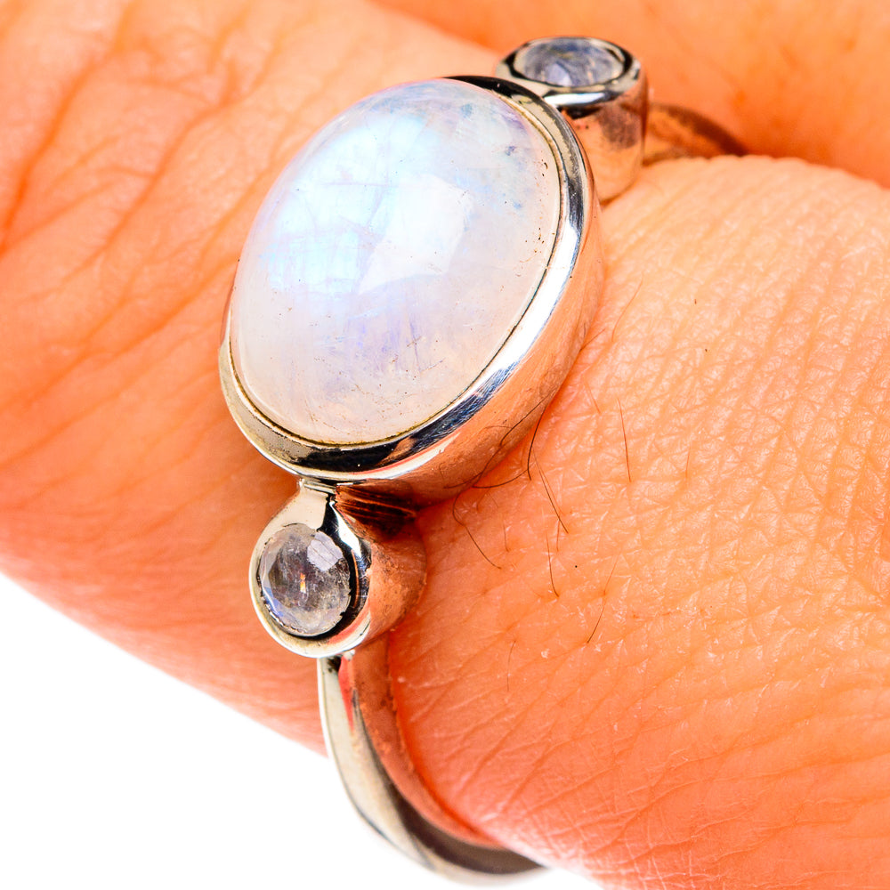 Rainbow Moonstone Rings handcrafted by Anasilvercos - RING77506