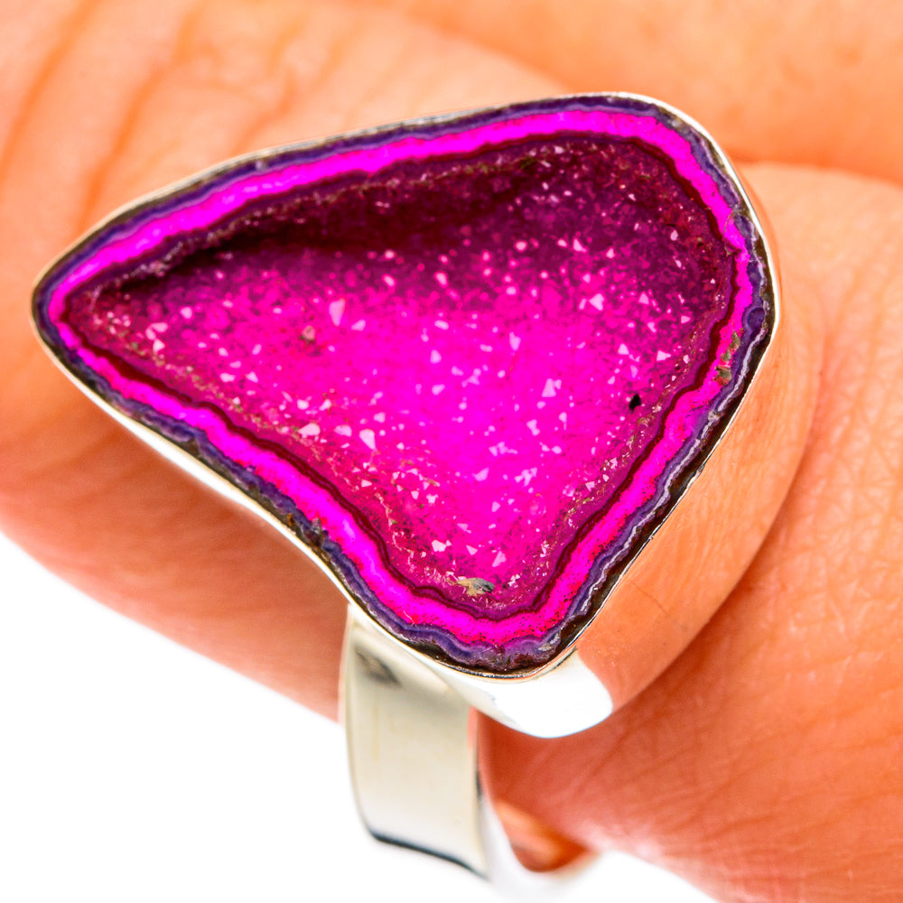 Pink Geode Slice Rings handcrafted by Anasilvercos - RING77527