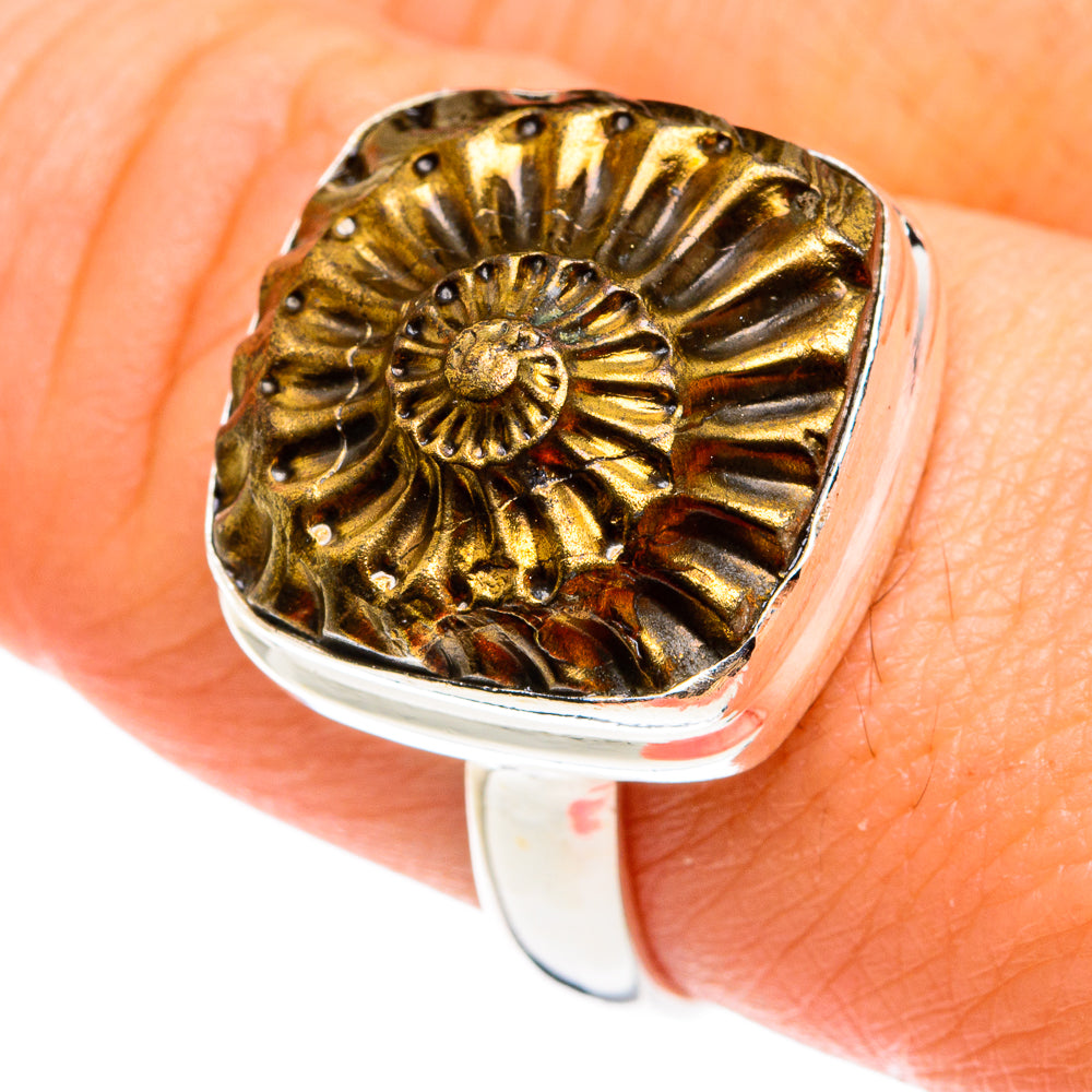 Pyrite Fossil Rings handcrafted by Anasilvercos - RING77598