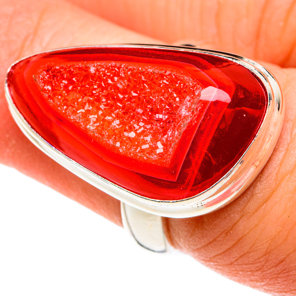 Red Agate Druzy Rings handcrafted by Anasilvercos - RING77619
