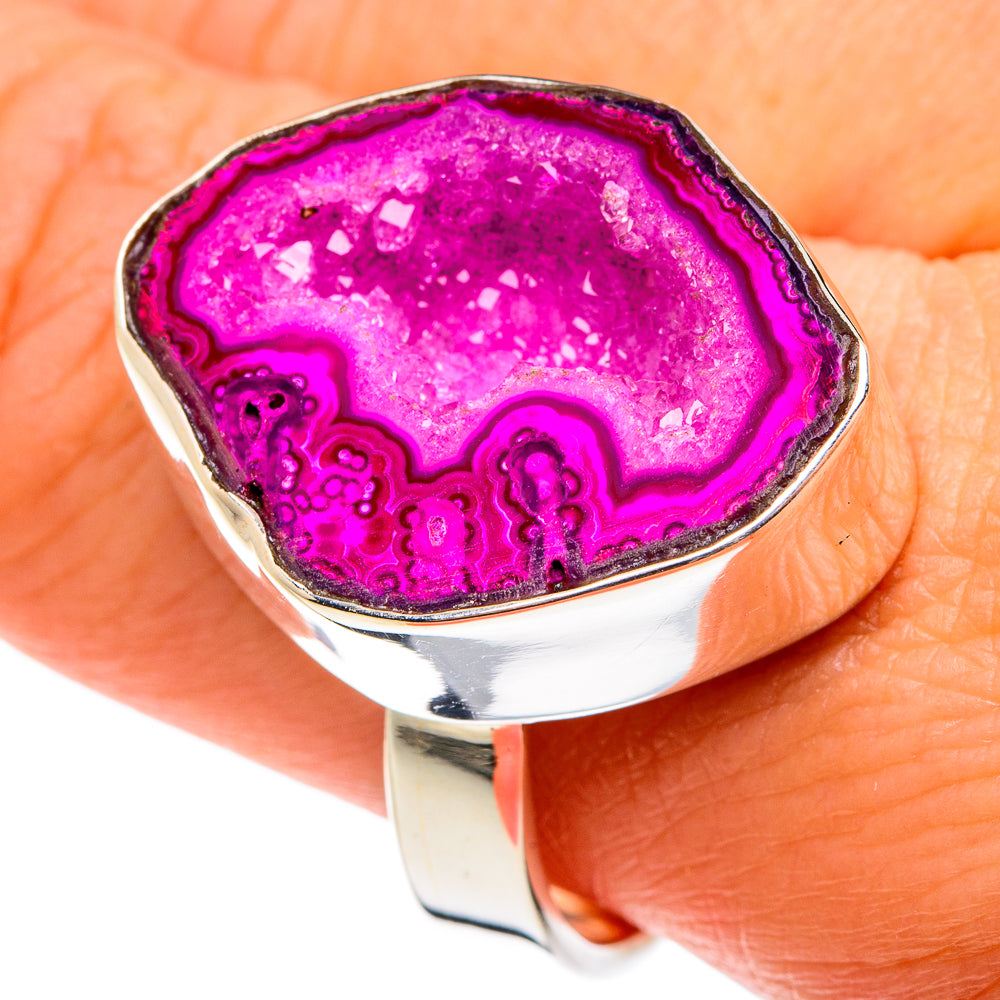 Pink Geode Slice Rings handcrafted by Anasilvercos - RING77621