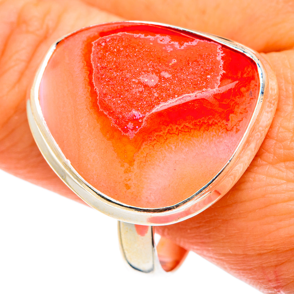 Red Agate Druzy Rings handcrafted by Anasilvercos - RING77665