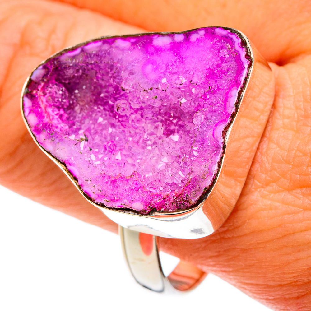 Pink Geode Slice Rings handcrafted by Anasilvercos - RING77669