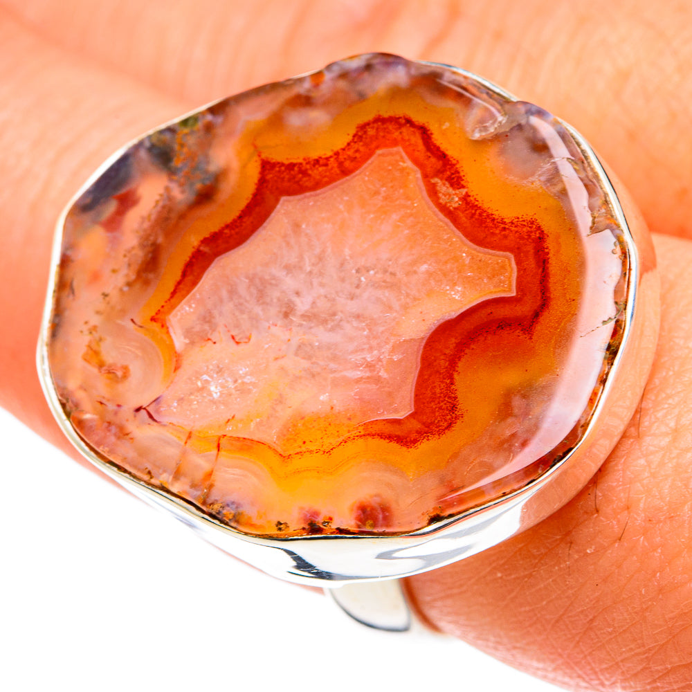 Orange Geode Slice Rings handcrafted by Anasilvercos - RING77706