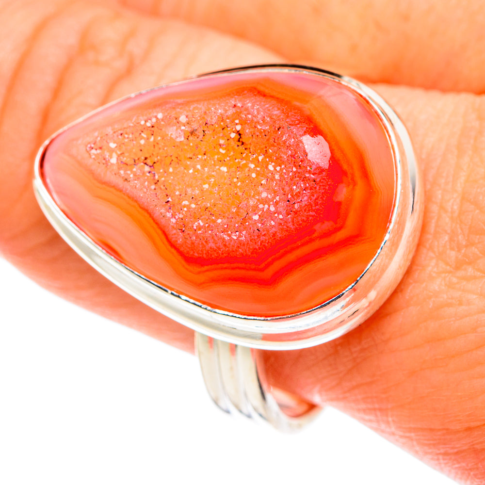 Orange Agate Druzy Rings handcrafted by Anasilvercos - RING77708