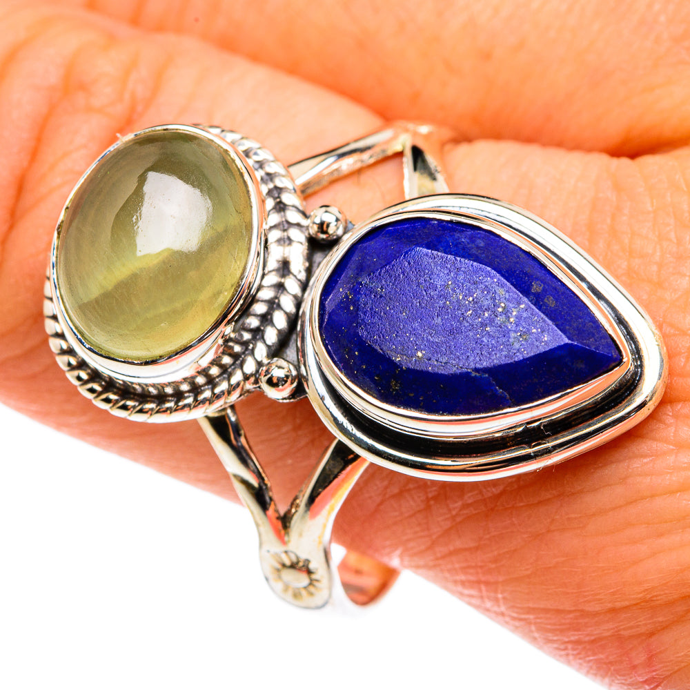 Lapis Lazuli, Prehnite Rings handcrafted by Anasilvercos - RING77722