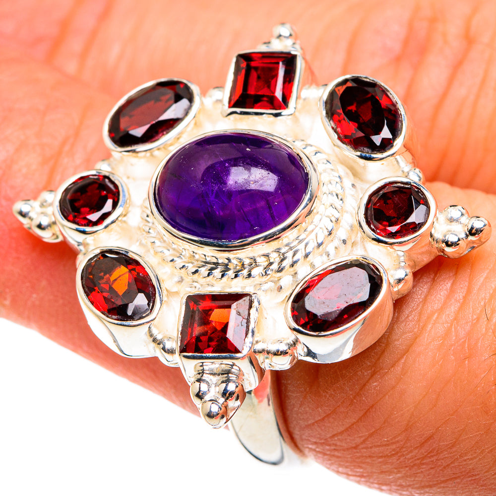 Amethyst, Garnet Rings handcrafted by Anasilvercos - RING77725