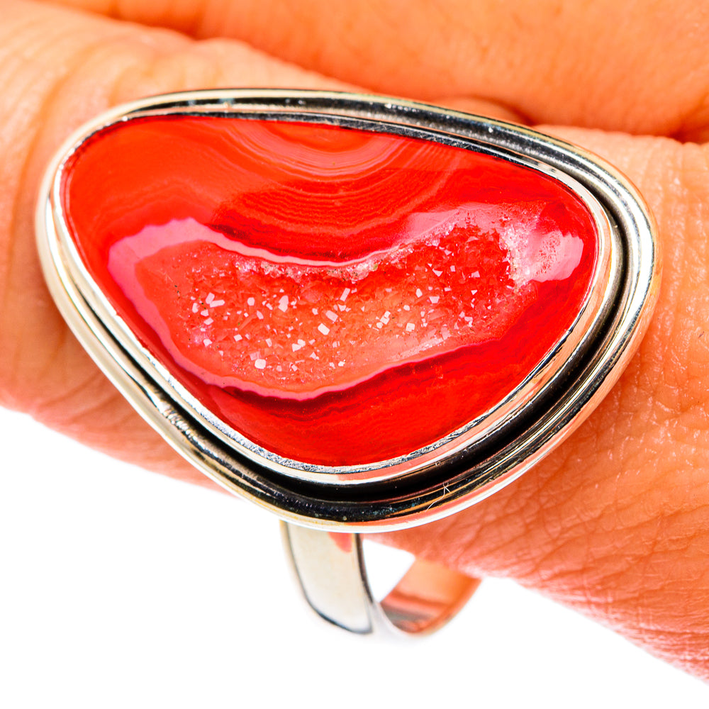 Red Agate Druzy Rings handcrafted by Anasilvercos - RING77746