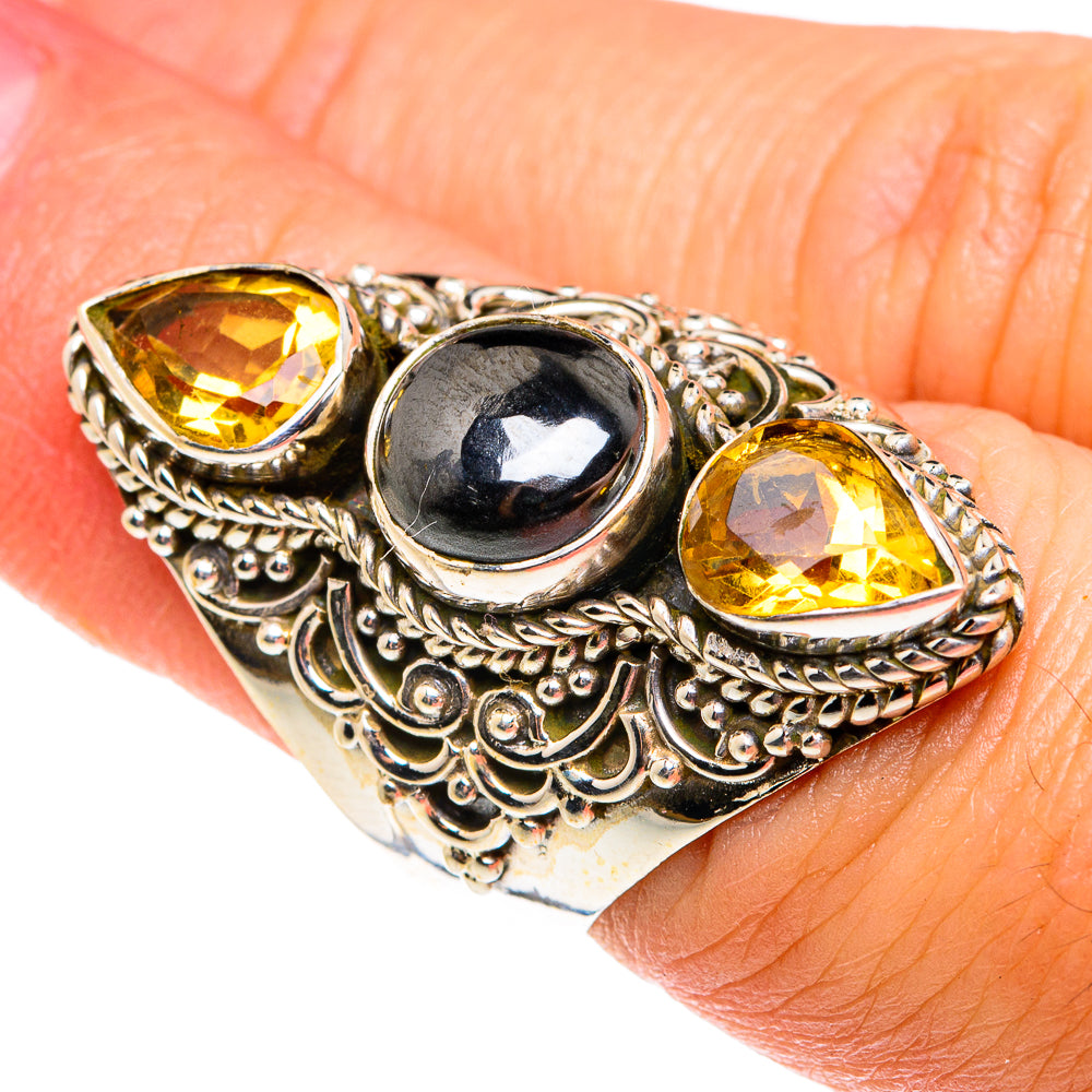 Hematite, Citrine Rings handcrafted by Anasilvercos - RING77749