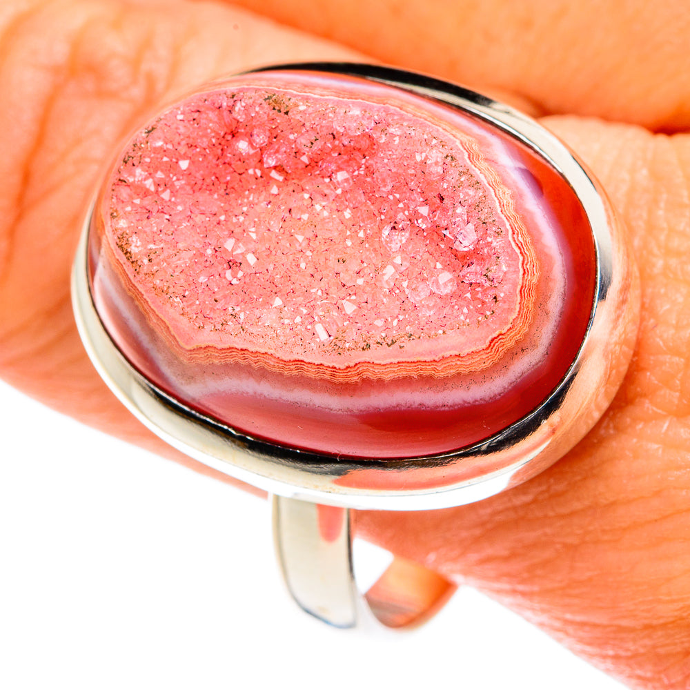 Red Agate Druzy Rings handcrafted by Anasilvercos - RING77750