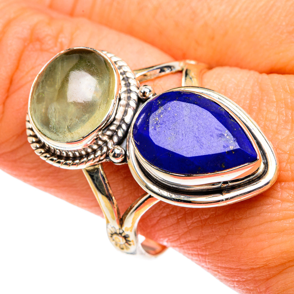 Lapis Lazuli, Prehnite Rings handcrafted by Anasilvercos - RING77765