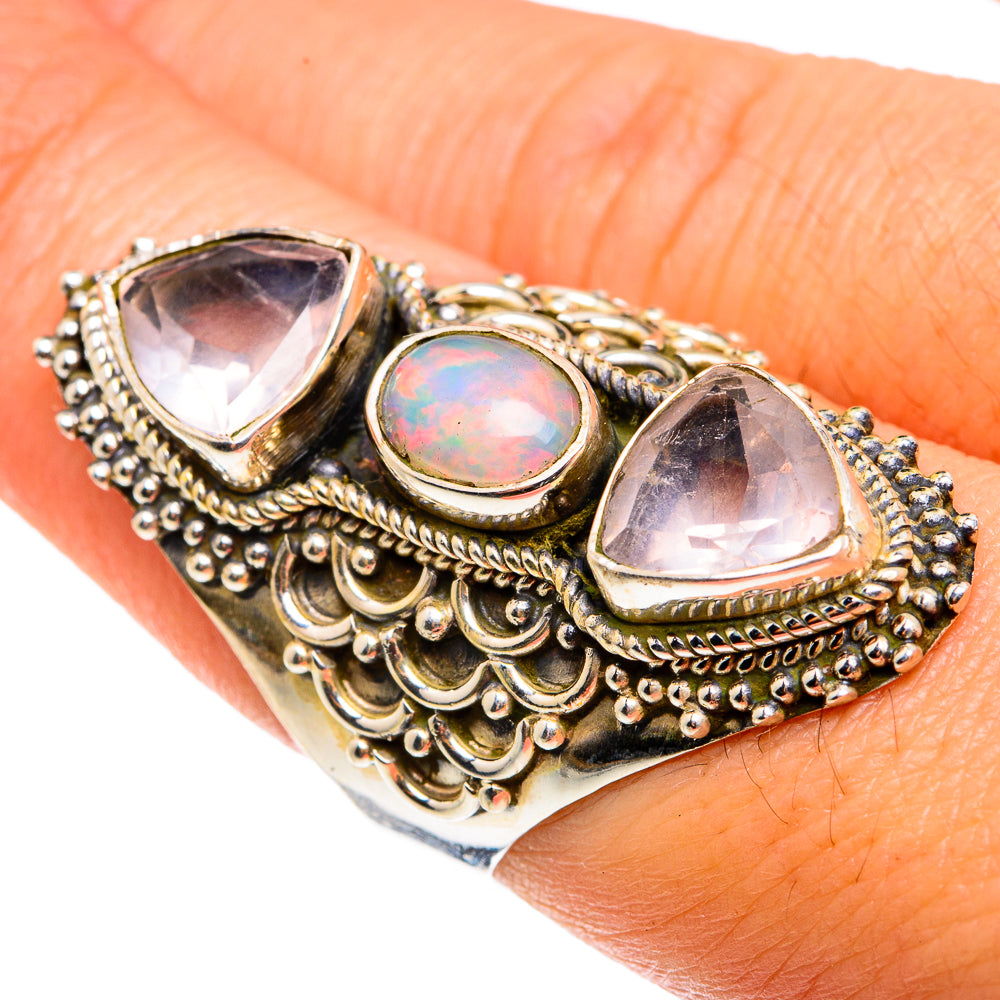 Ethiopian Opal, Rose Quartz Rings handcrafted by Anasilvercos - RING77770