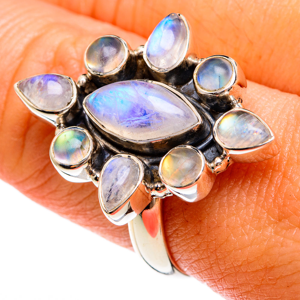 Rainbow Moonstone Rings handcrafted by Anasilvercos - RING77810