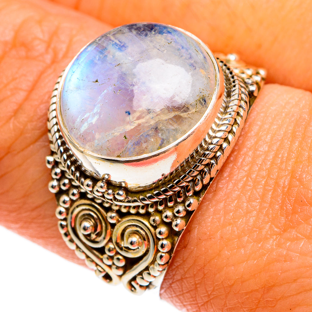 Rainbow Moonstone Rings handcrafted by Anasilvercos - RING77874