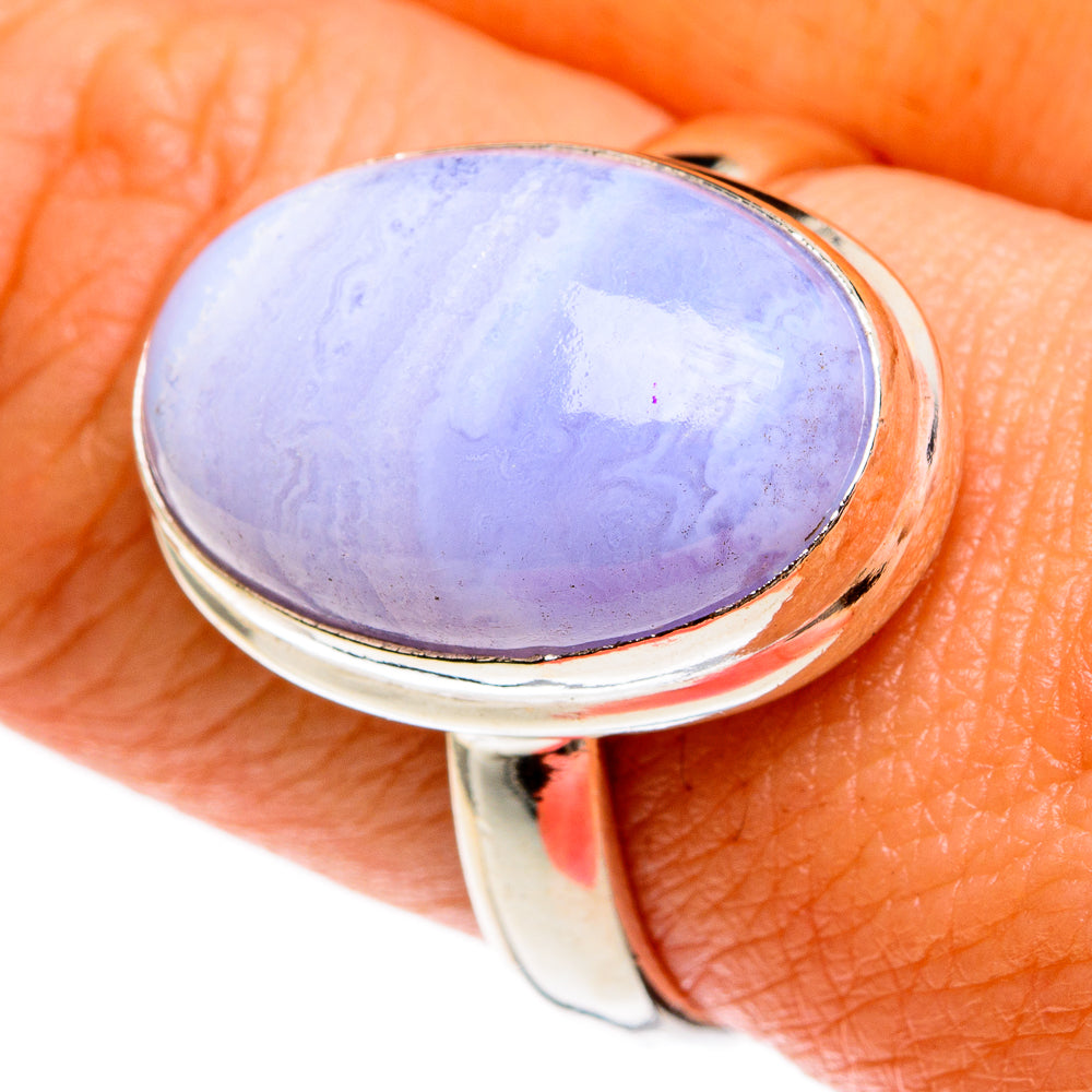 Blue Lace Agate Rings handcrafted by Anasilvercos - RING77875