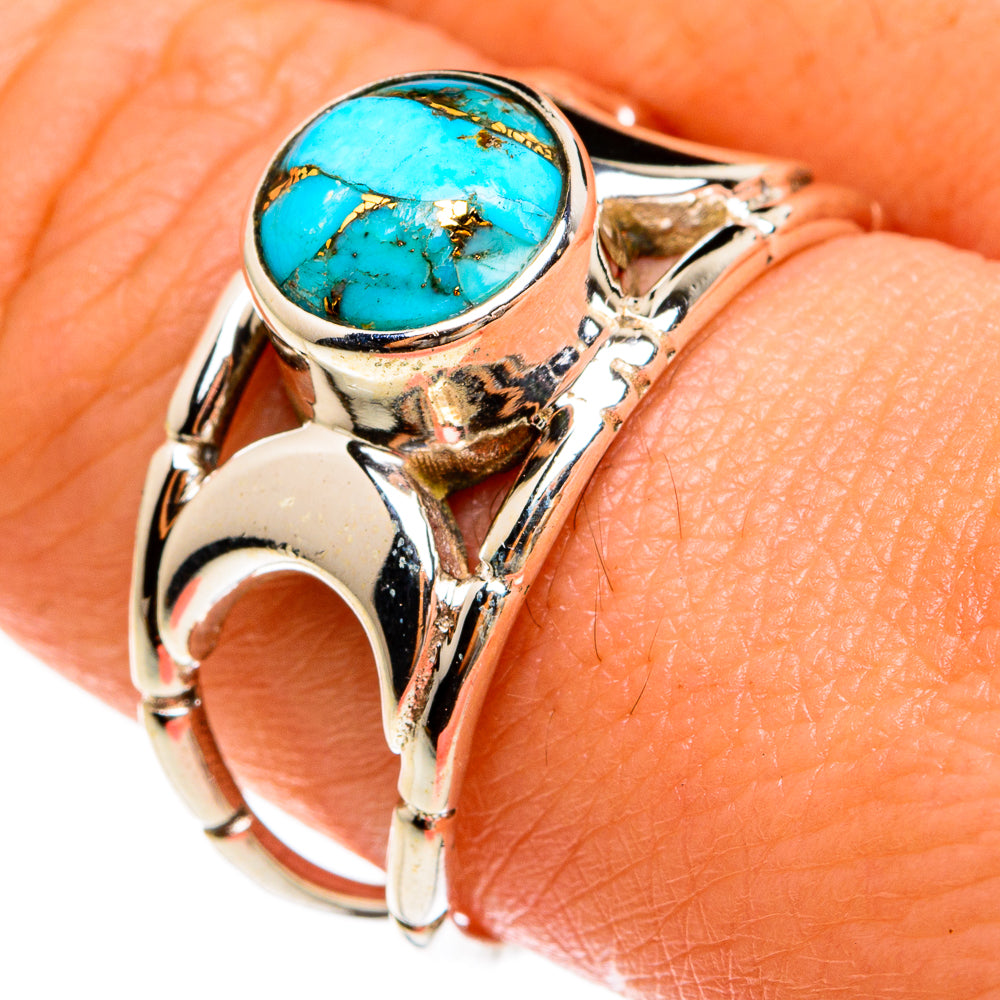 Blue Copper Composite Turquoise Rings handcrafted by Anasilvercos - RING77881