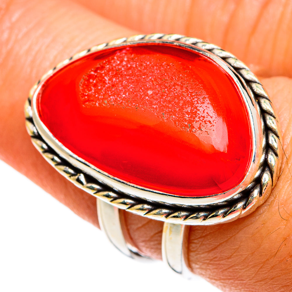 Orange Agate Druzy Rings handcrafted by Anasilvercos - RING77889