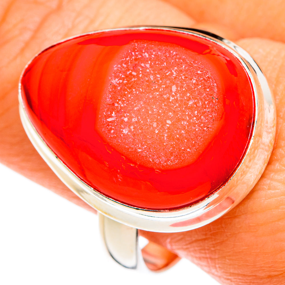 Red Agate Druzy Rings handcrafted by Anasilvercos - RING77920