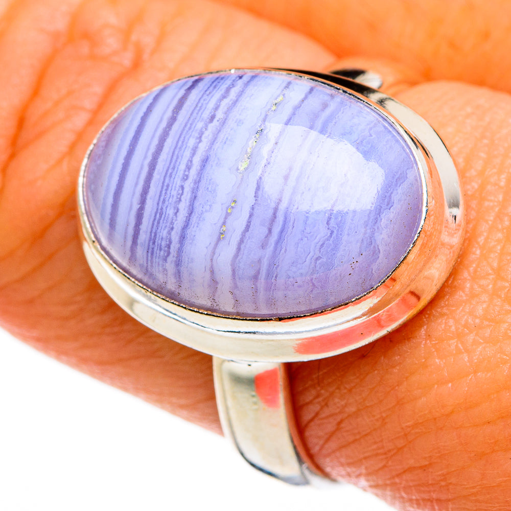 Blue Lace Agate Rings handcrafted by Anasilvercos - RING77936